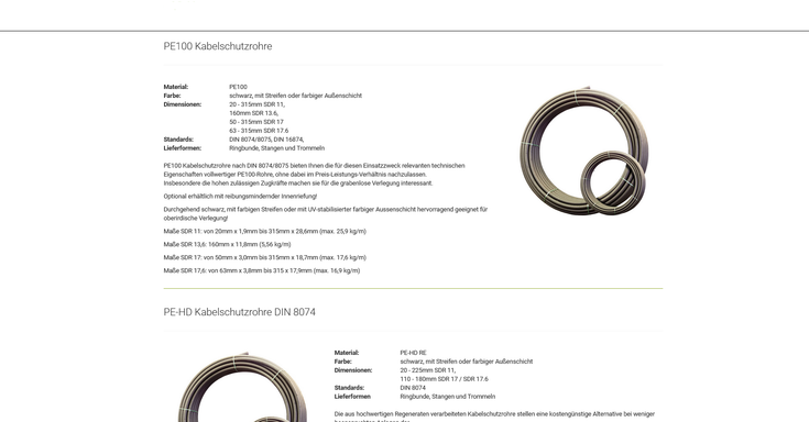 Kabelschutzrohr aus HDPE auf Rolle Kabelschutzrohr aus HDPE auf Rolle